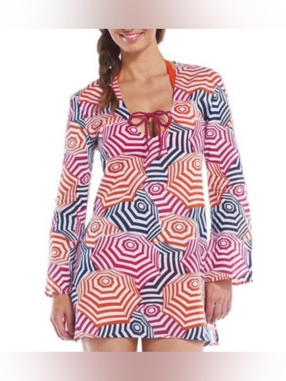 Mud Pie Multicolor Geometric Umbrella-Print Tunic Dress